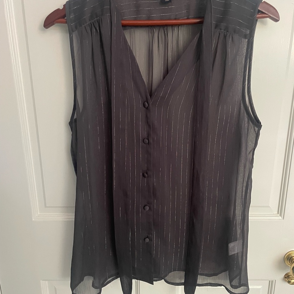 Banana Republic Gray Sheer Button-Down Blouse
